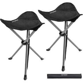 OUTSKIRT 2 Pack Extra Tall Folding Tripod Stools, 22.4" High Portable Camping Stools for Adults, 2lbs Lightweight Camping Stool, Tripod Chairs for Fishing, Hiking, Backpacking