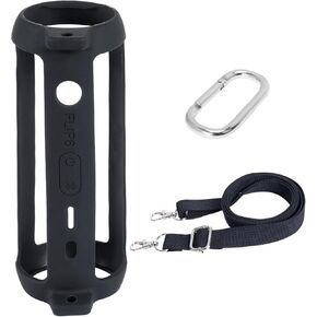 co2CREA Soft Silicone Case Replacement for JBL Flip 6 Portable Bluetooth Speaker (Black Case)