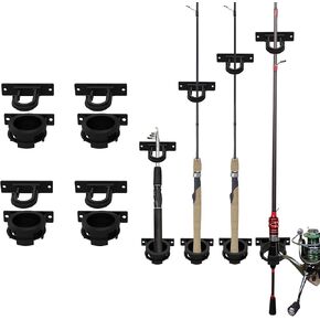 Aventik Ceiling Fishing Rod Holder for Garage Wall Mount Ceiling 4/6 Set Fishing Pole Holders Vertical/Horizontal Roof Rack Garage Door Slide Fishing Rod Rack