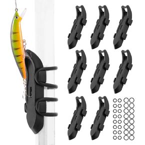 8PCS Hook Keeper for Fishing Rod with 2 Sizes 16pcs Rubber Rings,Magnetic Fishings Hooks Keeper,Fishing Hook Holder Quick Installation,Fishing Lure Bait Holder for Fishing Tackle
