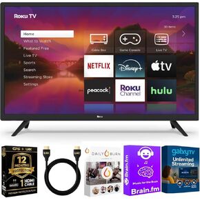Roku 40-Inch Select Series Full HD Smart TV Bundle – 1080p LED Display, Dolby Audio, Compatible with Alexa, Voice Remote, Bluetooth Mode, w/AUX HDMI Cable, CPS 1-Year Protection Plan + Streaming kit