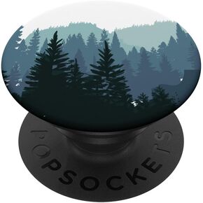 Pine Tree mountain scene Teal forest pattern for women men PopSockets Swappable PopGrip