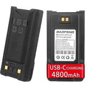 بطارية Baofeng UV-9R ، بطارية 4800mAh USB-C Radio Radio BL-9 لـ UV9R Pro Plus UV-9G BF-T57 GMRS-9R UV-XR