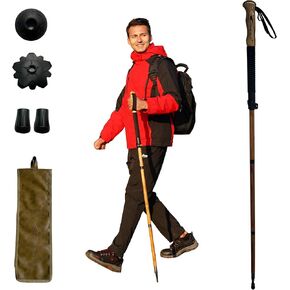 Trekking Pole - 1pc Pack Sassafras Wood Adjustable&Detachable Hiking or Walking Stick
