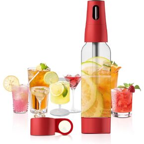 Sparkling Water Maker, Portable Soda Maker with 1L PET Carbonating Bottles, Soda Water Maker for Flavored Drinks, Soda Machine (Silver)