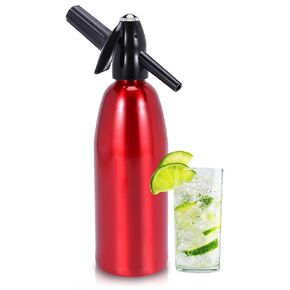 AstraLoom 1L Portable Nostalgic Seltzer Water Maker Kit, Aluminum Sparkling Water Maker for Carbonated Drinks/Juices/Cocktails, Make Fresh and Cool Drinks at Home/Bar (Silver)