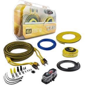 DS18 AKIT4.YL 4-GA Amplifier Installation Kit Up to 1680 Watts RMS, Mini-ANL Fuse Holder, Speaker & RCA Cables, CCA Amplifier Wiring Kit, Ultra Flex Wire, Amp Wire Kit, Amp Wiring Kit 4 Gauge - Yellow