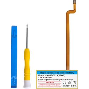 650mAh Replacement Battery 616-0229 for iPod 5th - 7th Gen Model A1136 A1238 6th 80GB 6.5th 120GB 7th 160GB 5th 30GB with Repair Tool Kits