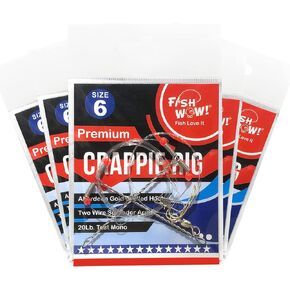 5 Packs Fish WOW! Crappie Rig with Two #6 Aberdeen Gold Hook Two Wire Spreader Arms