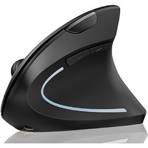 Lekvey Ergonomic Mouse, Vertical Wireless Mouse: Rechargeable Optical Carpal Tunnel Mice with 2.4G USB Receiver, 1000/1200 / 1600 DPI, 6 Buttons, for Laptop, Computer, PC, Desktop, Notebook, Black