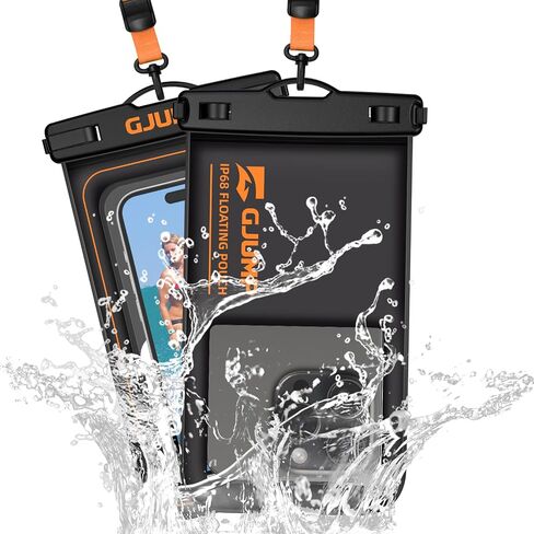 2 Pack Floating Waterproof Phone Pouch, Up to 8.3" IP68 Cellphone Dry Bag Compatible for iPhone 16 15 14 13 Pro Max Samsung Galaxy, Essential for Beach Cruise Ship (Orange*2) in Saudi Arabia