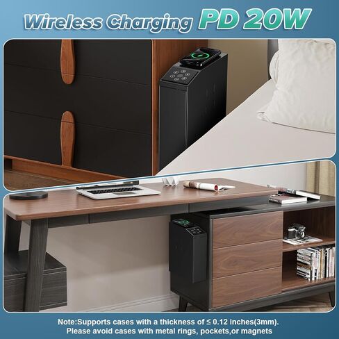 Bedside Gun Safes for Handgun Fingerprint Quick Access Pistol Safe,Gun Lock Boxs for Pistols, Nightstand Biometric Pistols Gun Safe Box with 20w Fast Wireless Charger (Large) in Saudi Arabia