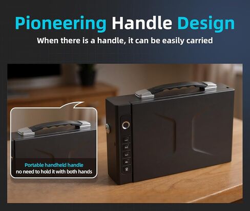 Gun Safe with Handle, Biometric Gun Safe for Handgun, 4-Ways unlock with Sound(APP, Fingerprint, Digital PIN, Key), Smart Lock Box For Cloakroom, Living Room, Bedroom Nightstand and Car in Saudi Arabia