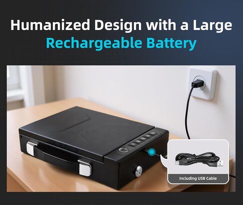 Gun Safe with Handle, Biometric Gun Safe for Handgun, 4-Ways unlock with Sound(APP, Fingerprint, Digital PIN, Key), Smart Lock Box For Cloakroom, Living Room, Bedroom Nightstand and Car in Saudi Arabia