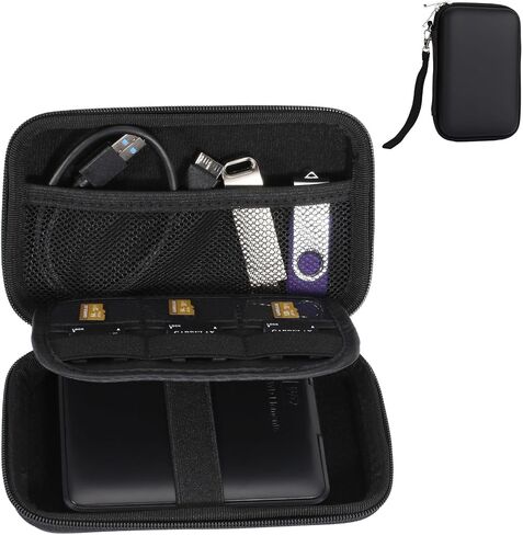 Gadget Case Waterproof Double Layers All-in-One Designed for External Hard Drive,USB Flash Drives,SD Card,Power Banks with Hand Strap (Black) in Saudi Arabia