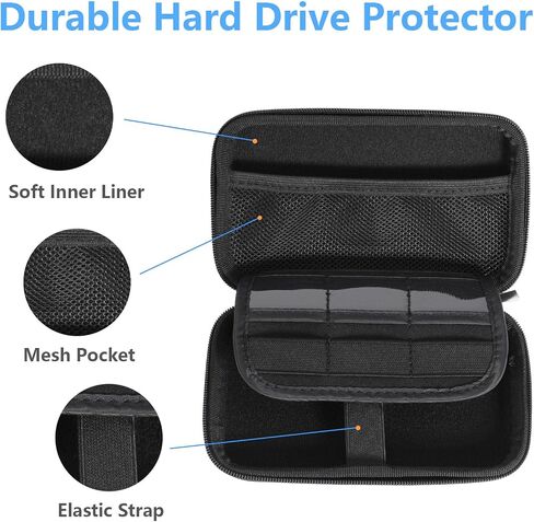 Gadget Case Waterproof Double Layers All-in-One Designed for External Hard Drive,USB Flash Drives,SD Card,Power Banks with Hand Strap (Black) in Saudi Arabia