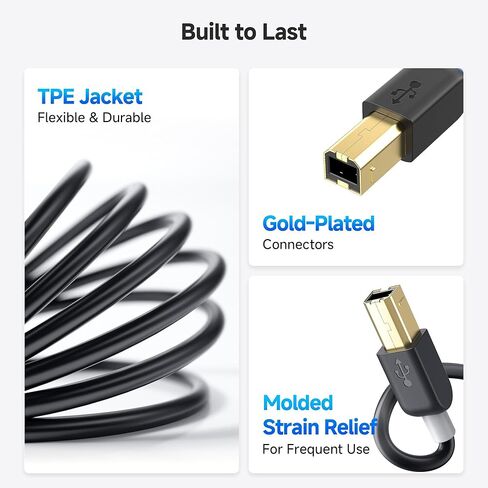 Cable Matters USB C Printer Cable 9.8 ft (USB C to USB B Cable, USB B to USB C Cable) Compatible with Printer, MIDI Controller, MIDI Keyboard and More in Black - 9.8 Feet in Saudi Arabia