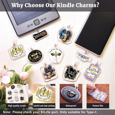 Lparkin Dragon Kindle Dust Plug Scarms for Type C/USB C ، أغلفة ميناء مقابس مضادة للغوار لنوع الهاتف الخلوي C/USB C ، هدية لعشاق الكتب الرجال ، مجموعة من 9 in Saudi Arabia