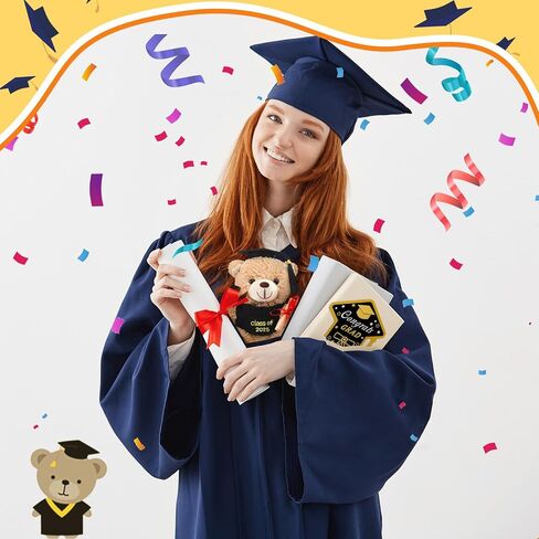 Yesaior 12 قطعة 5.5 بوصة هدية قطيفة لدب التخرج، 6 قطع دب التخرج المحشو الدب الحيواني مع قبعة التخرج و6 بطاقات تهنئة لفئة 2024 هدايا حفلات الكلية في المدرسة الثانوية في رياض الأطفال in Kuwait
