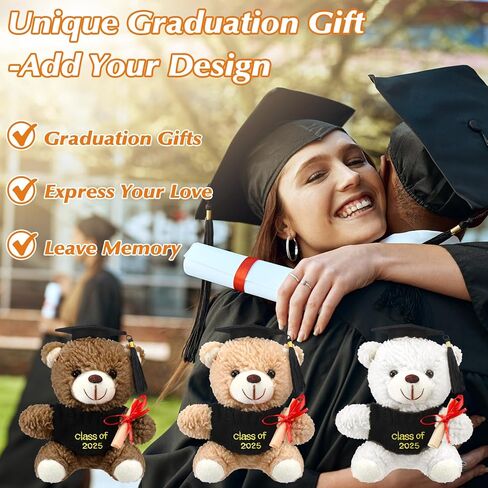 Yesaior 12 قطعة 5.5 بوصة هدية قطيفة لدب التخرج، 6 قطع دب التخرج المحشو الدب الحيواني مع قبعة التخرج و6 بطاقات تهنئة لفئة 2024 هدايا حفلات الكلية في المدرسة الثانوية في رياض الأطفال in Kuwait