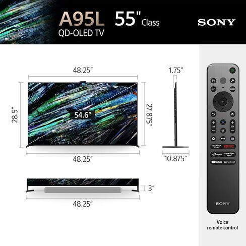 Sony XR55A95L 55 Inch QD-OLED 4K UHD Smart Google TV with AI Upscaling with a 7S-PS8-US1 VII-Series 8 Outlet Power w/Omniport USB (2023) in Saudi Arabia