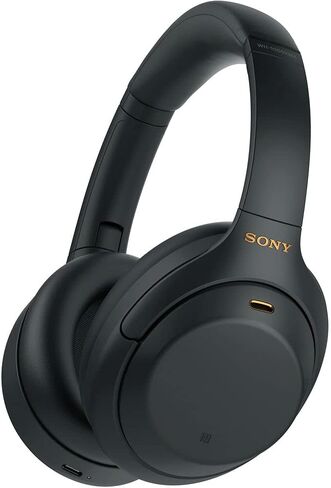 Sony WH-1000XM4 Wireless Noise Canceling Overhead Headphones with Mic for Phone-Call, Voice Control, Black, with USB Wall Adapter and Microfiber Cleaning Cloth - Bundle in Saudi Arabia