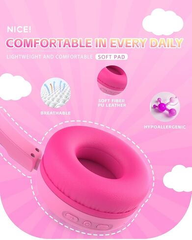 Kids Bluetooth Headphones,Toddler Headphones with Microphone,85dB Volume Limited,Bluetooth 5.3 Twistable Lightweight Kids Wireless Earphones for Boy Girl Tablet Travel School in Kuwait