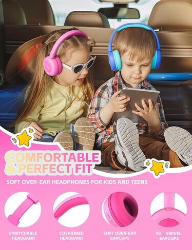 Kids Bluetooth Headphones,Toddler Headphones with Microphone,85dB Volume Limited,Bluetooth 5.3 Twistable Lightweight Kids Wireless Earphones for Boy Girl Tablet Travel School in Kuwait