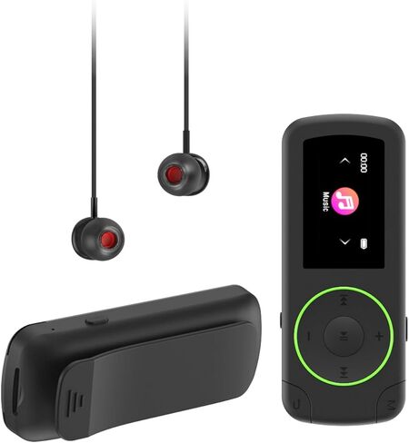 64GB Sport Clip on MP3 Player with Bluetooth- Superlight Music Player with Clip and Earphones, MicroSD Support, A-B Repeat, Shuffle Playback for Running, Cycling, Hiking, Climbing and Yoga in Kuwait