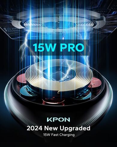شاحن سيارة لاسلكي مغناطيسي من KPON، شاحن حامل للهاتف بفتحة تهوية متوافق مع MagSafe لهاتف iPhone 15 14 13 12 Pro Max (أسود) in Kuwait