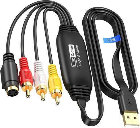 VHS to Digital Converter, avedio links USB2.0 Video Cpture Card, RCA AV to USB Audio Video Converter, 1080P Video Capture Device Convert VHS VCR DVD to Digital Adapter, Compatible with Windows, Mac OS in Kuwait