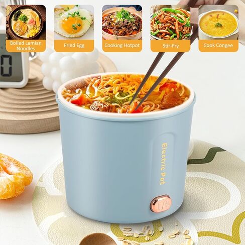 Mini Electric Hot Pot, 1L 450W Portable Ramen Cooker with Overheating Protection, Nonstick Multifunctional Electric Pot for Noodles, Soup, and Travel – Ideal for Dorm, RV, and Home Use (110V) in Saudi Arabia