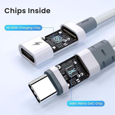USB C to 3.5mm Headphone Adapter with Charger, 2 in 1 USB C to Aux Audio Jack Headphone Adapter with PD 60W Charging Dongle Splitter Compatible with iPhone 16/15Pro Max, Galaxy S25/S24/S23, Pixel 9/8 in Kuwait