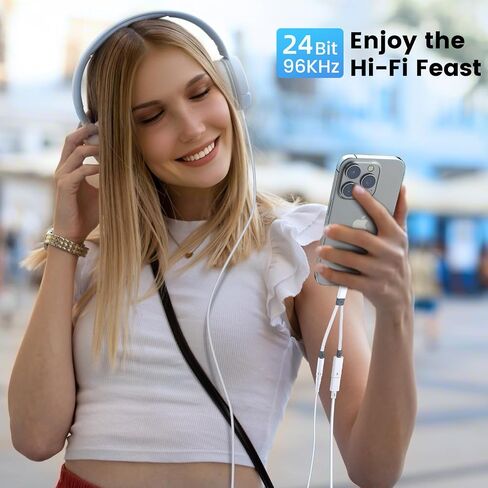 USB C to 3.5mm Headphone Adapter with Charger, 2 in 1 USB C to Aux Audio Jack Headphone Adapter with PD 60W Charging Dongle Splitter Compatible with iPhone 16/15Pro Max, Galaxy S25/S24/S23, Pixel 9/8 in Kuwait