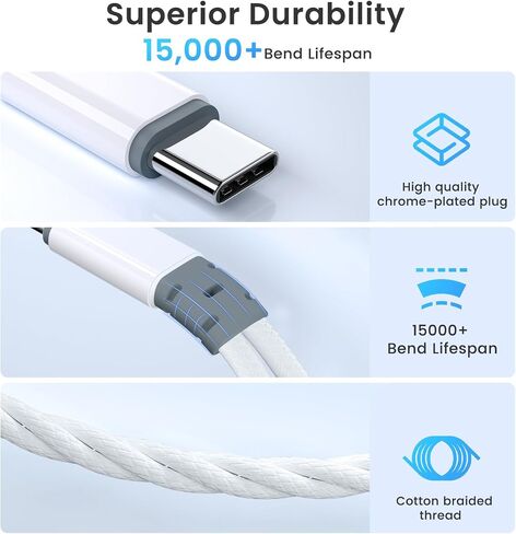 USB C to 3.5mm Headphone Adapter with Charger, 2 in 1 USB C to Aux Audio Jack Headphone Adapter with PD 60W Charging Dongle Splitter Compatible with iPhone 16/15Pro Max, Galaxy S25/S24/S23, Pixel 9/8 in Kuwait