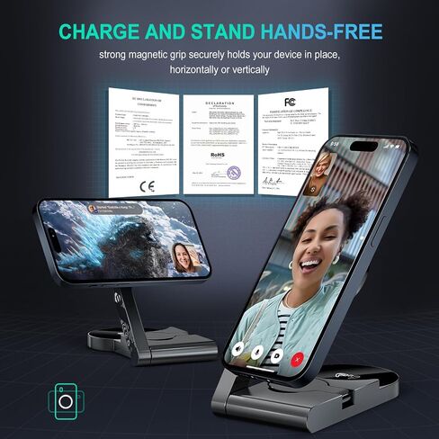 Foldable 3 in 1 Charging Station for Apple Devices with USB C Charger,Wireless Charger for Travel and Office & Home in Kuwait