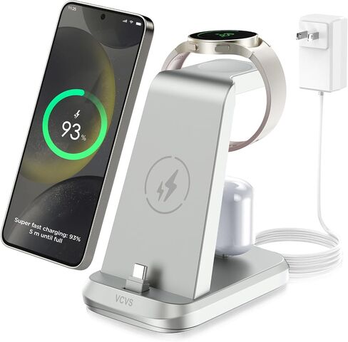 VCVS 36W USB C Super Fast Charging Station for Samsung Phones Watches Earbuds, 3 in 1 Charger for Samsung Galaxy Watch Ultra/7/6/5/4/3, Galaxy S24/S23/S22/21/20,Note20/10,Z Fold/Flip 5/4,USB-C Buds in Saudi Arabia
