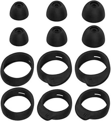 BLLQ Replacement for Samsung Galaxy Bud+ Plus Ear Tips Wing Tips 12 PCS Accessories, Silicone Ear Hooks Wingtips Earbuds Cover Eargels Eartips Compatible with Galaxy Buds Plus,Black(Buds+) in Kuwait