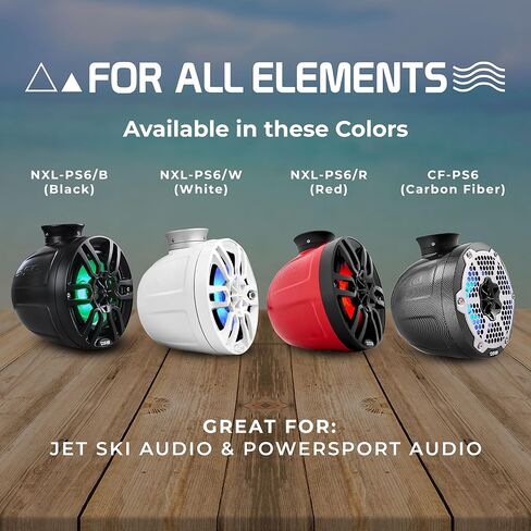 دي اس 18 مكبرات صوت برج واكيبورد ثنائية الاتجاه NXL-PS6BK مع اضواء RGB مدمجة - 300 كحد اقصى - مثالية للسماء النفاثة، مثالية لمركبات ايه تي في ويو تي في وجيب جنبًا إلى جنب والبحرية وار زد ار .. in Saudi Arabia