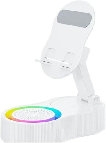 Sonicdrop Dock, Three-in-one Mobile Phone Live Broadcast Bracket, 360 Degree Rotation Pairless Magic Speaker and Charging Stand, RGB Light, Bluetooth Mode Adjustable Mobile Phone Bracket (White) in Saudi Arabia