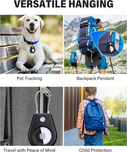 حامل مقاوم للماء مكون من 4 قطع من Airtags، حافظة سلسلة مفاتيح Airtag لعلامة Apple، حافظة ناعمة لكامل الجسم مقاومة للصدمات لطوق الكلاب والقطط والأمتعة والمفاتيح (4 ألوان) in Kuwait