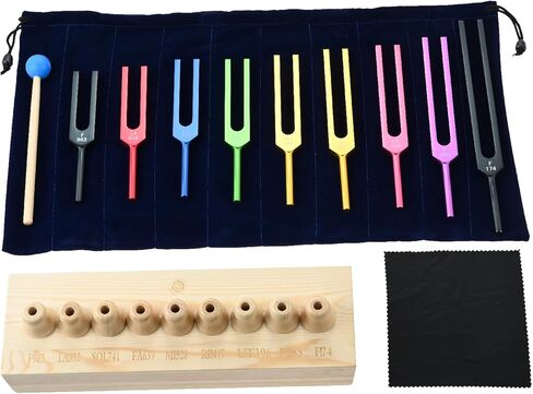 9 Packs Solfeggio Tuning Fork Set, Chakra Tuning Forks for DNA Healing, Balancing, Vibration, Sound Therapy, Mind Body Therapy (174 Hz, 285 Hz, 396 Hz, 417 Hz, 528 Hz, 639 Hz, 741 Hz, 852 Hz, 963 Hz) in Kuwait
