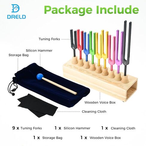 9 Packs Solfeggio Tuning Fork Set, Chakra Tuning Forks for DNA Healing, Balancing, Vibration, Sound Therapy, Mind Body Therapy (174 Hz, 285 Hz, 396 Hz, 417 Hz, 528 Hz, 639 Hz, 741 Hz, 852 Hz, 963 Hz) in Kuwait