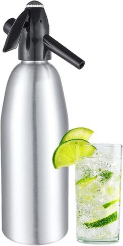 AstraLoom 1L Portable Nostalgic Seltzer Water Maker Kit, Aluminum Sparkling Water Maker for Carbonated Drinks/Juices/Cocktails, Make Fresh and Cool Drinks at Home/Bar (Silver) in Saudi Arabia