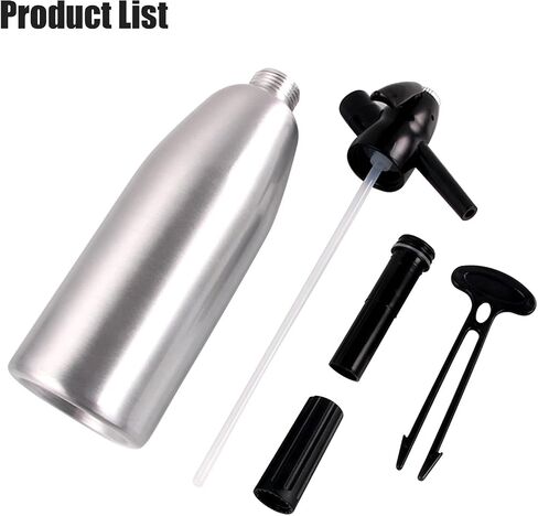 AstraLoom 1L Portable Nostalgic Seltzer Water Maker Kit, Aluminum Sparkling Water Maker for Carbonated Drinks/Juices/Cocktails, Make Fresh and Cool Drinks at Home/Bar (Silver) in Saudi Arabia