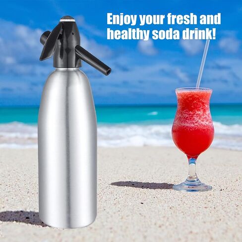 AstraLoom 1L Portable Nostalgic Seltzer Water Maker Kit, Aluminum Sparkling Water Maker for Carbonated Drinks/Juices/Cocktails, Make Fresh and Cool Drinks at Home/Bar (Silver) in Saudi Arabia
