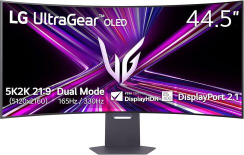 LG 45GX950A-B 45-inch Ultragear 5K2K WUHD (5120 x 2160) OLED Curved Gaming Monitor, Dual-Mode, 165Hz, 0.03ms, NVIDIA G-Sync, AMD FreeSync Premium Pro, HDR True Black 400, USB Type-C 90W, DP2.1, Black in Saudi Arabia