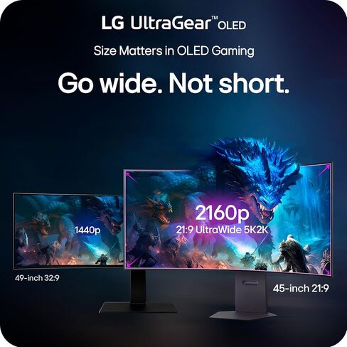 LG 45GX950A-B 45-inch Ultragear 5K2K WUHD (5120 x 2160) OLED Curved Gaming Monitor, Dual-Mode, 165Hz, 0.03ms, NVIDIA G-Sync, AMD FreeSync Premium Pro, HDR True Black 400, USB Type-C 90W, DP2.1, Black in Saudi Arabia