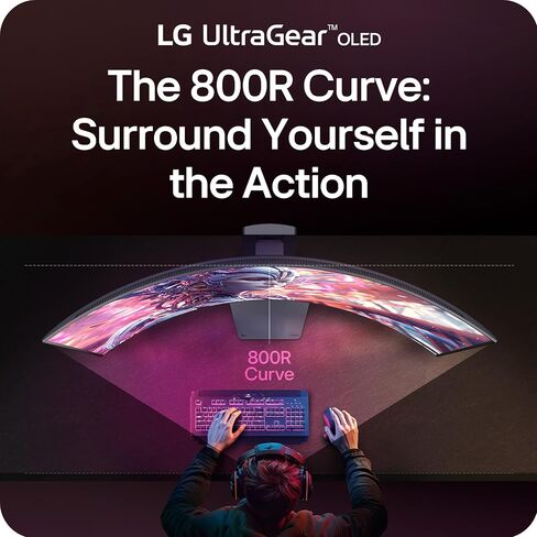 LG 45GX950A-B 45-inch Ultragear 5K2K WUHD (5120 x 2160) OLED Curved Gaming Monitor, Dual-Mode, 165Hz, 0.03ms, NVIDIA G-Sync, AMD FreeSync Premium Pro, HDR True Black 400, USB Type-C 90W, DP2.1, Black in Saudi Arabia