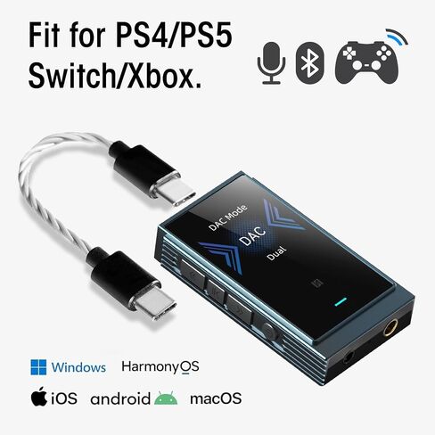 SHANLING UP6 Portable DAC,Headphone Amp with Bluetooth5.2/LDAC/APTX/NFC/CVC8.0 HD Microphone,1.54inch LCD Screen Music Mode/Game Mode/Car Mode,4+Hours Playtime (Indigo) in Saudi Arabia